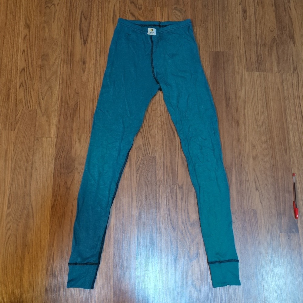 Flawed JANUS Norway Merino Wool Base Layer Pants Tights Youth Sz 14 Green Blue